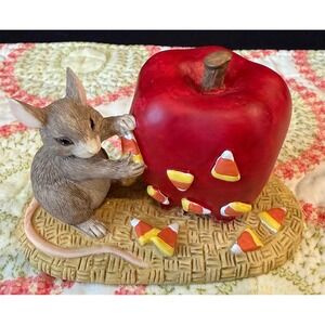 Silvestri Charming Tails Figurine Candy Corn Apples Mouse Harvest Fall Decor